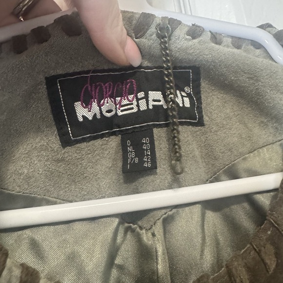 GIORGIO MOBIANI Womens Suede Leather Overcoat 14 Large Green Brown Patchwork Vtg - Picture 4 of 10